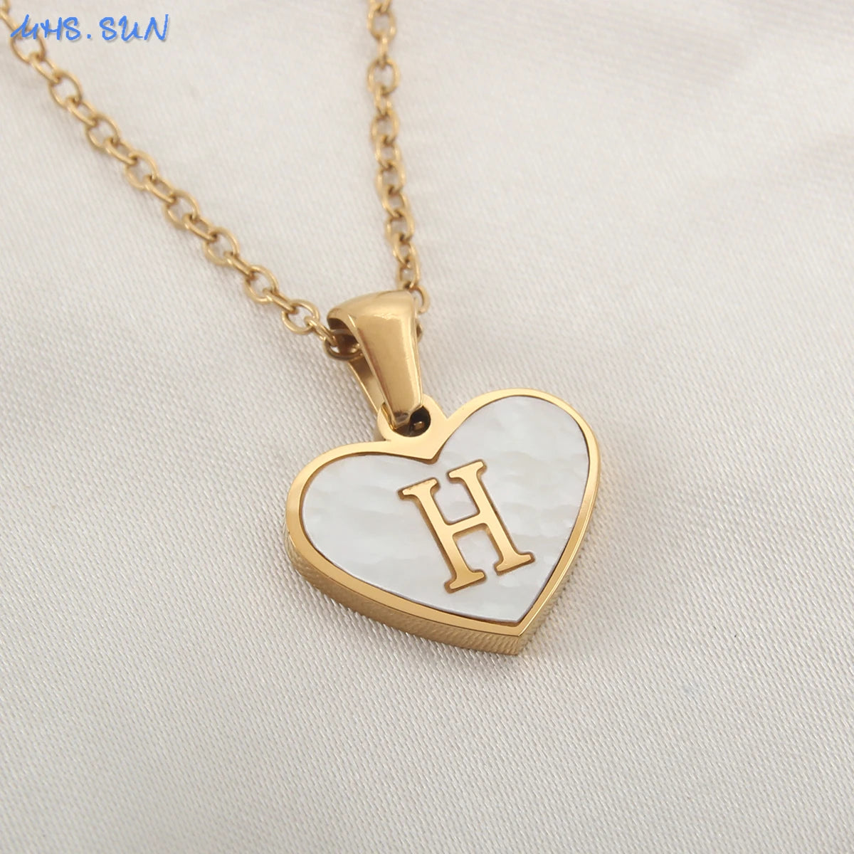 Stainless Steel Heart Initial Necklace for Women A-Z