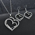 Women’s Double-Layer Hollow Heart Pendant Necklace with Rhinestones