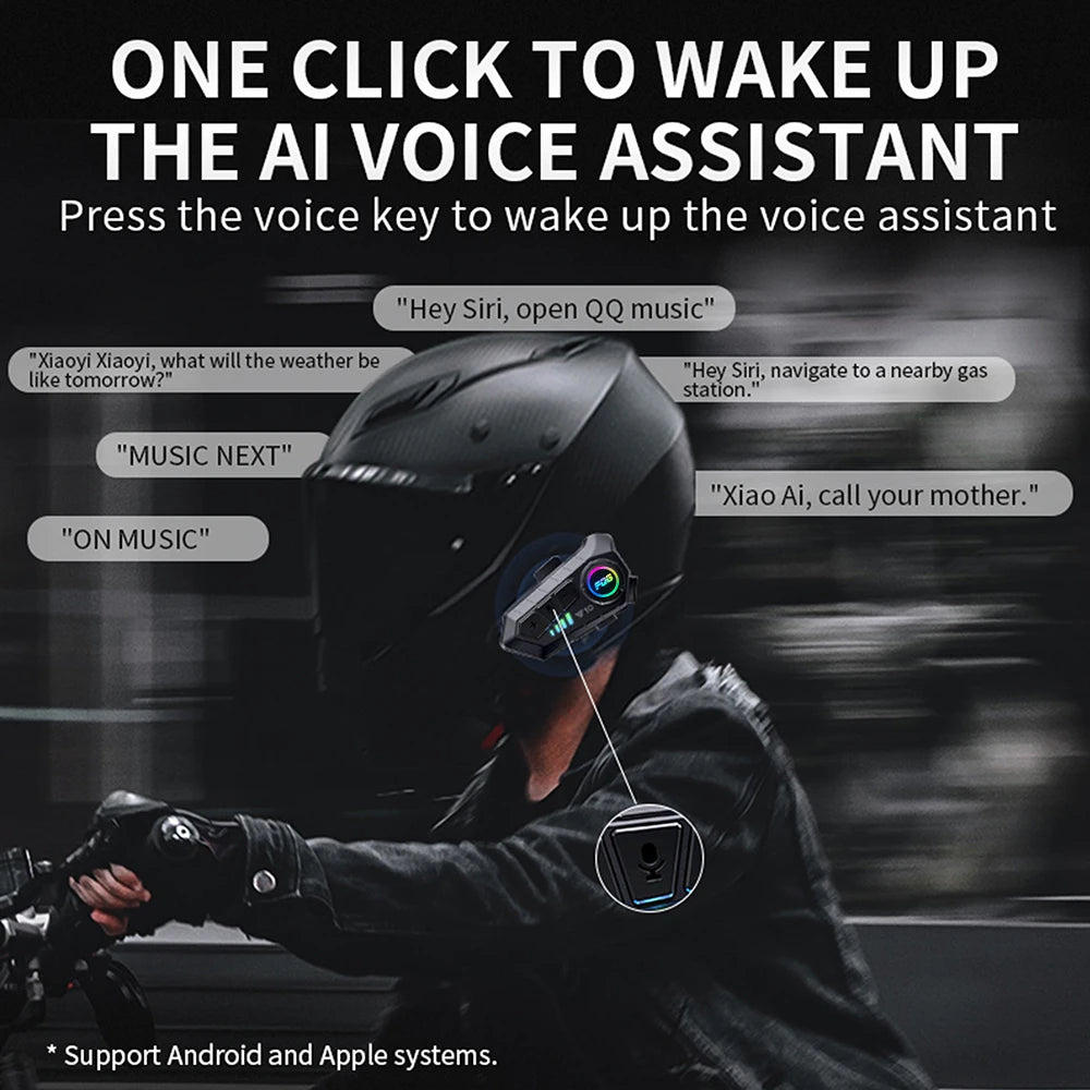 Bluetooth 5.3 Motorcycle Helmet Headset Waterproof Hands-Free Earphone