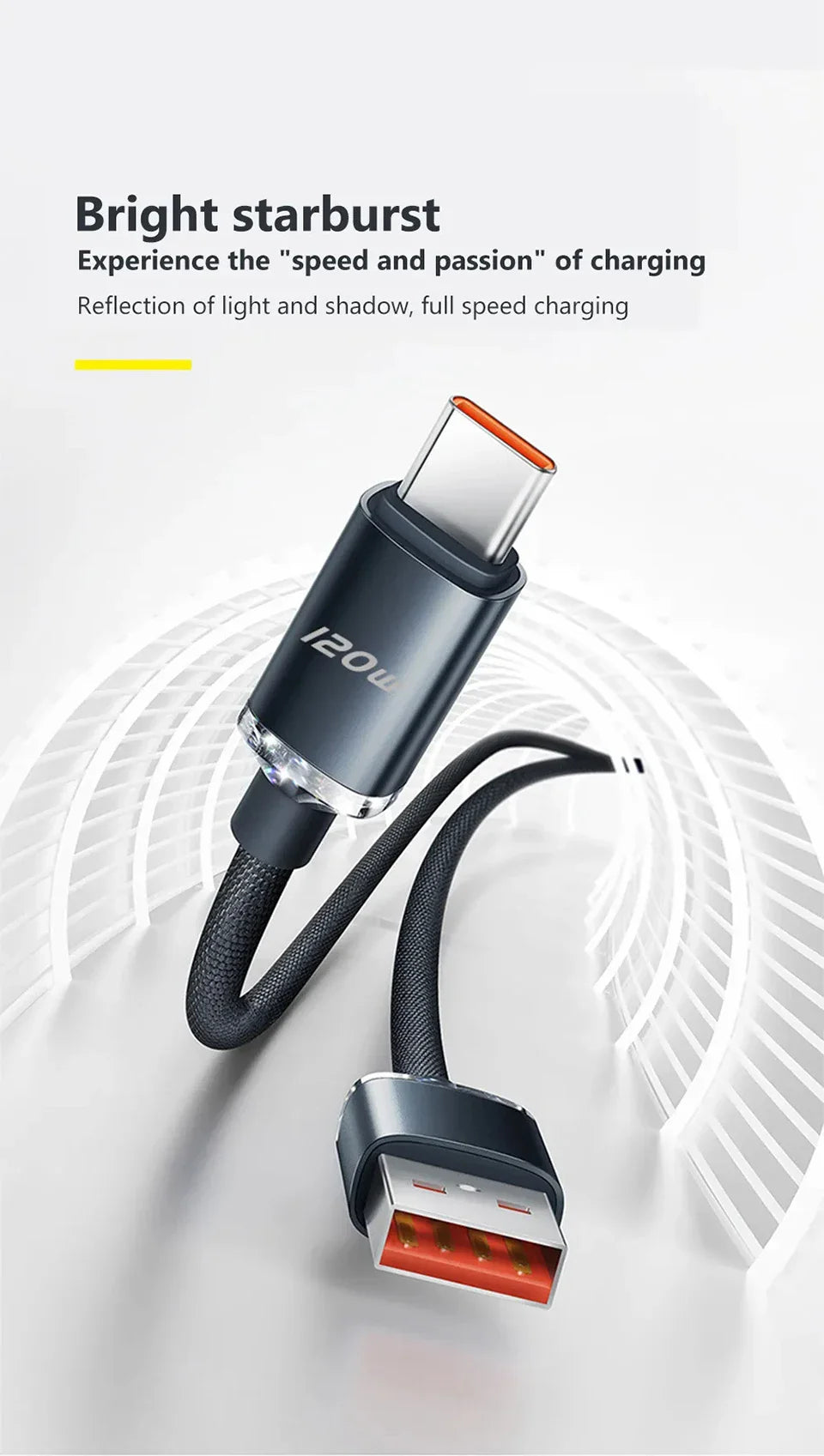 120W Super Fast Charging USB-A to USB-C Cable