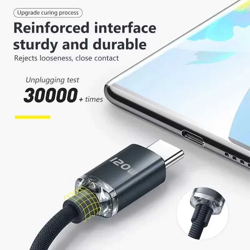 120W Super Fast Charging USB-A to USB-C Cable