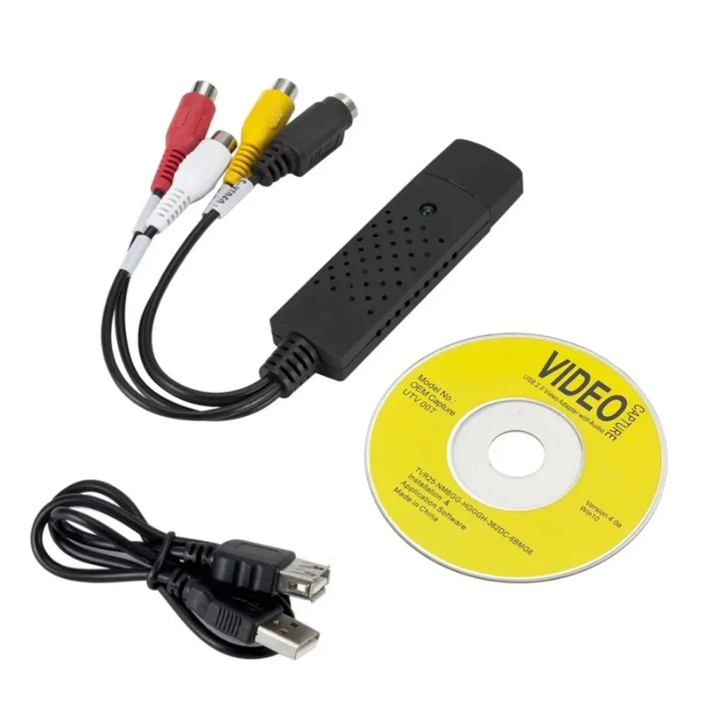 USB 2.0 to RCA Audio Video Capture Converter for PC TV VHS DVD