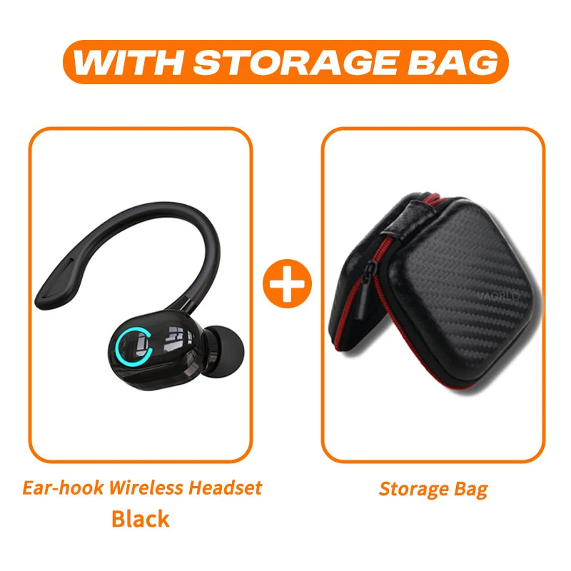 Wireless Bluetooth Earphones with HiFi Bass, HD Microphone, Ear-Hook Design, Noise Cancelling, Waterproof Sports Gaming Headset