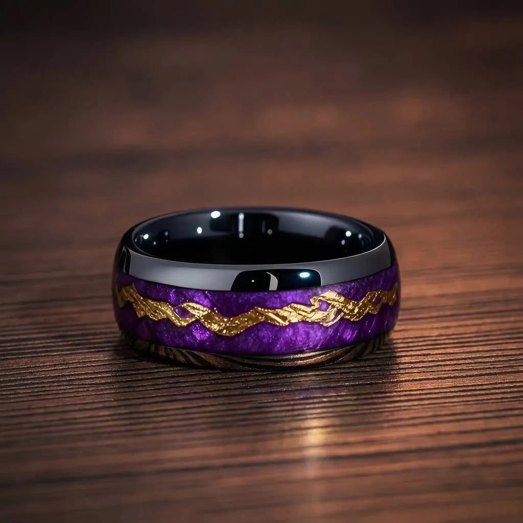 Unisex Black Ring with Unique Starry Night Pattern