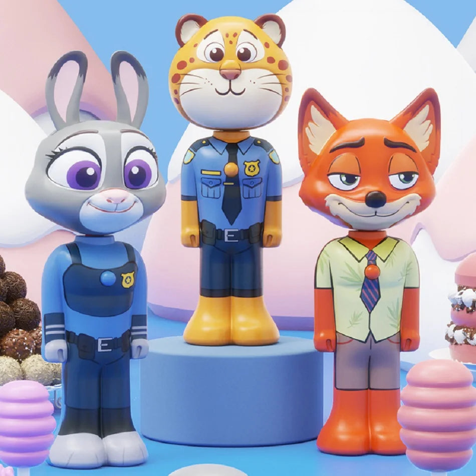 Cute Cartoon Animal Kids Toothbrush with Nick and Judy Figures, Transformable Soft Fine Bristles