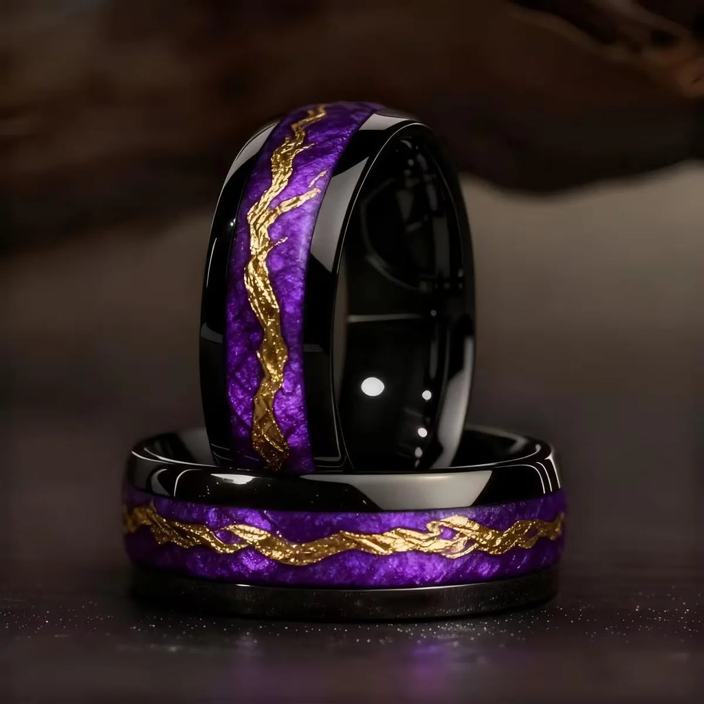 Unisex Black Ring with Unique Starry Night Pattern