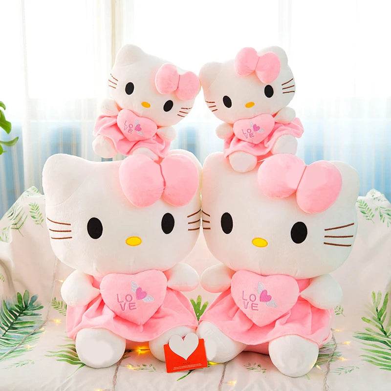 24cm Sanrio KT Cat Plush Pillow Cute Pink Stuffed Doll