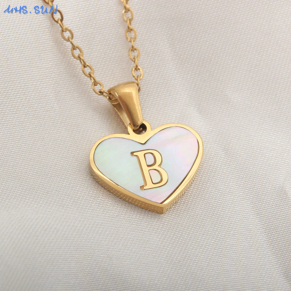 Stainless Steel Heart Initial Necklace for Women A-Z