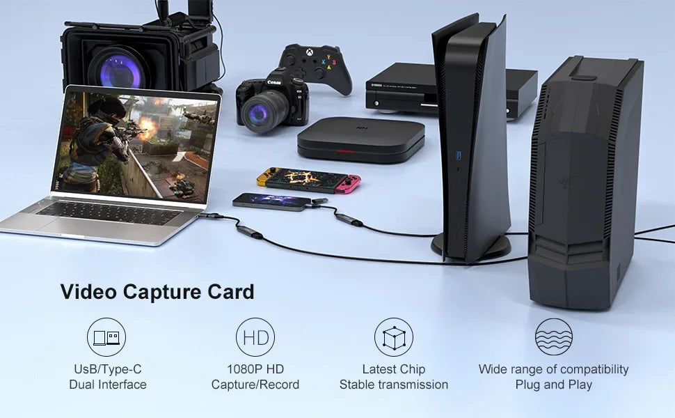 4K HDMI to USB 3.0 Type-C Video Capture Card for Gaming Live Streaming