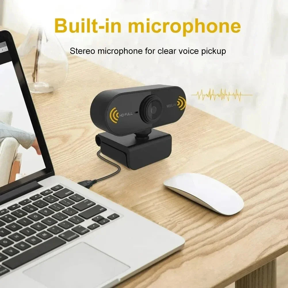 1080P Full HD USB Webcam with Built-in Microphone and Tripod