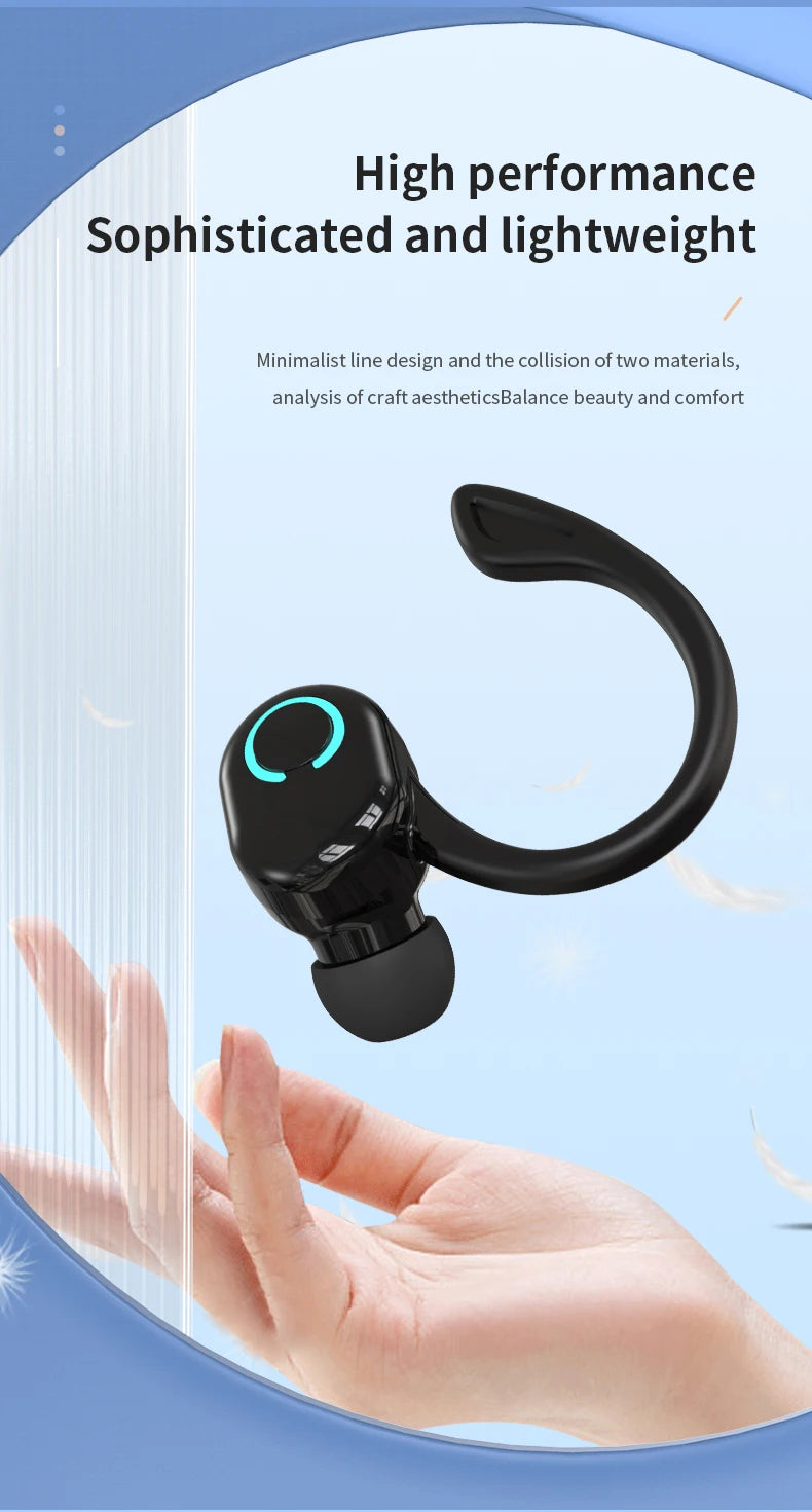 Wireless Bluetooth Earphones with HiFi Bass, HD Microphone, Ear-Hook Design, Noise Cancelling, Waterproof Sports Gaming Headset