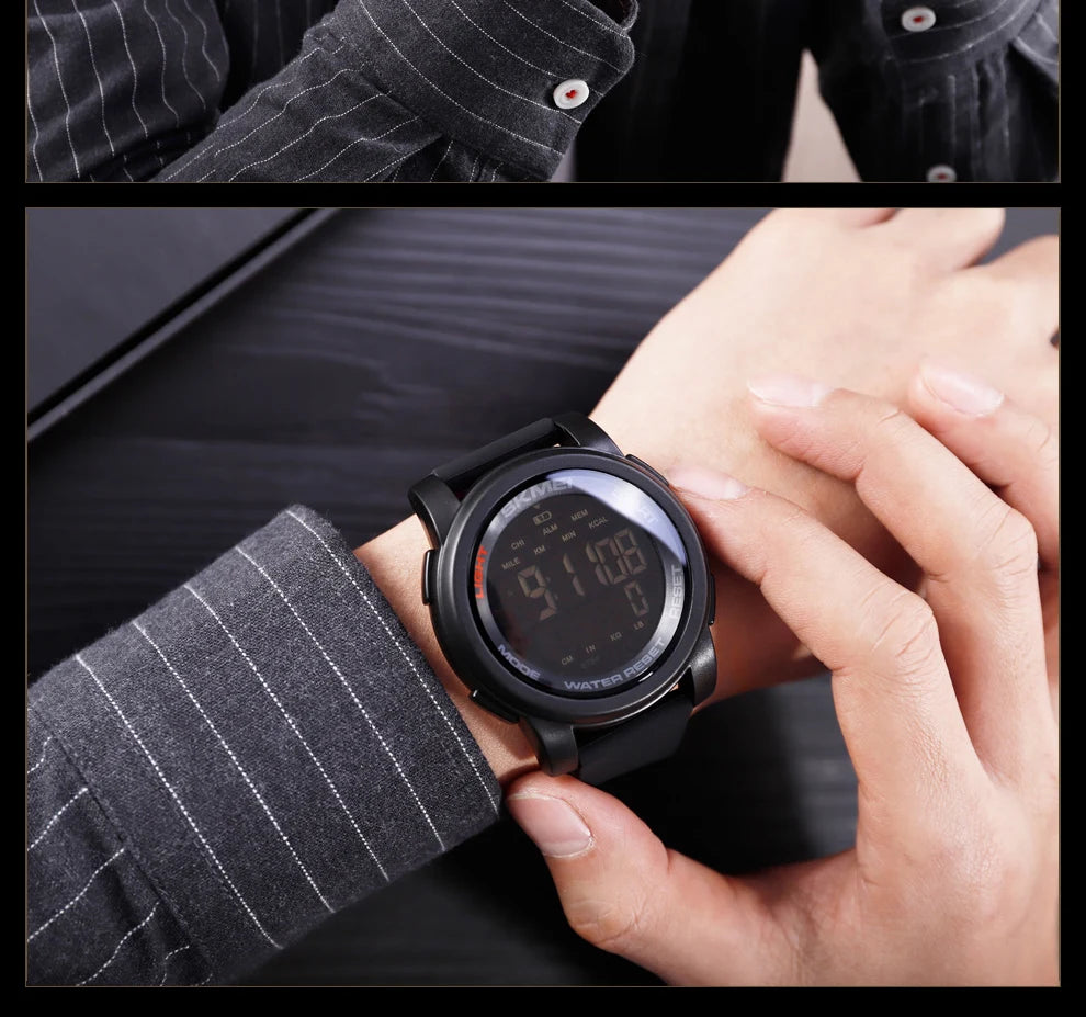 SKMEI 1469 Men’s Digital Sport Watch with Pedometer, Dual Time, Calorie, Distance and Mileage Tracker