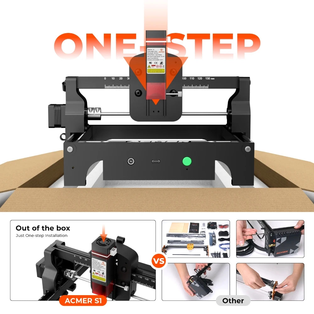 ACMER S1 2.5W/3.5W Mini Portable Laser Engraver DIY Laser Cutting and Engraving Machine for Wood, Acrylic, Glass and Leather