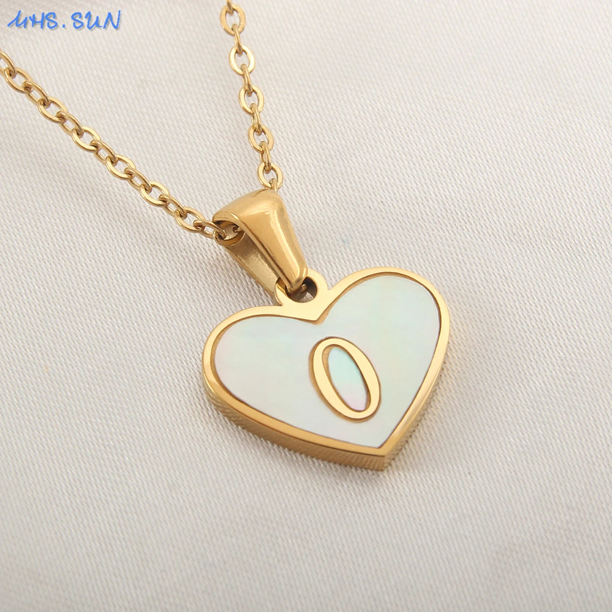 Stainless Steel Heart Initial Necklace for Women A-Z