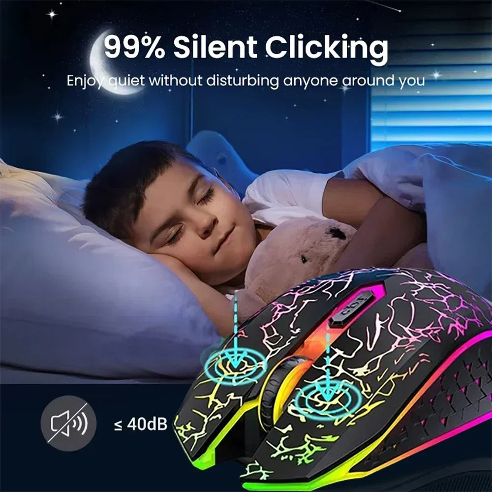 Bluetooth 5.2 RGB Wireless Gaming Mouse 2.4G Dual-Mode Silent Mouse