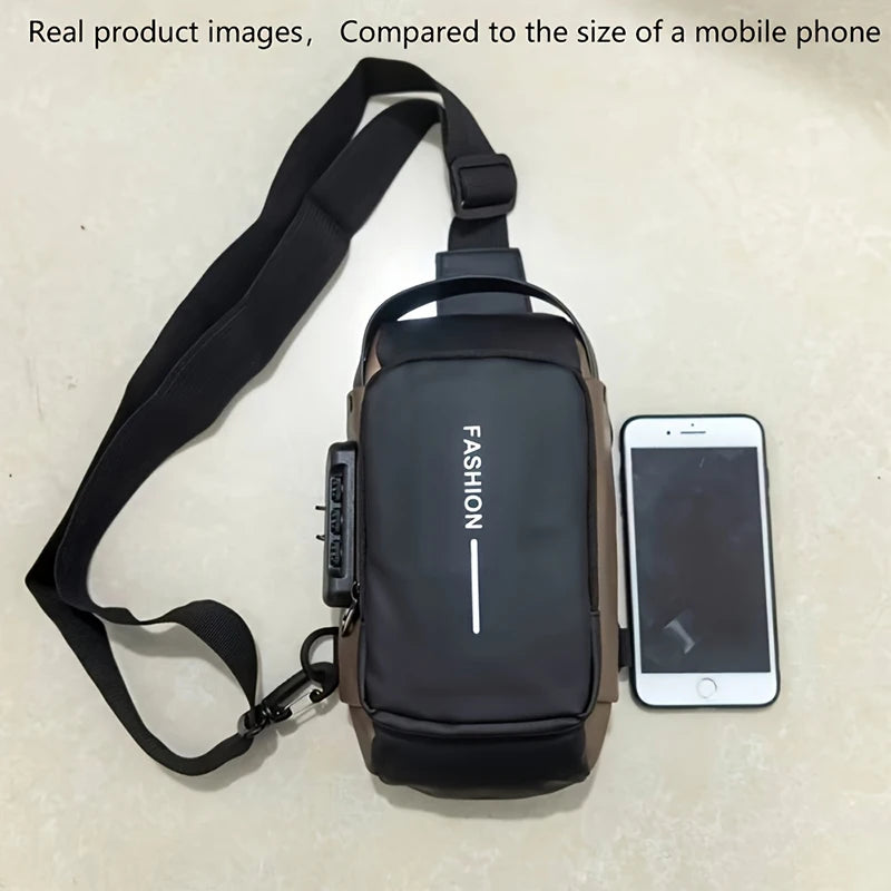 Durable Oxford Fabric Men’s Sling Bag – Motorcycle Crossbody Chest Pack with Phone Pocket