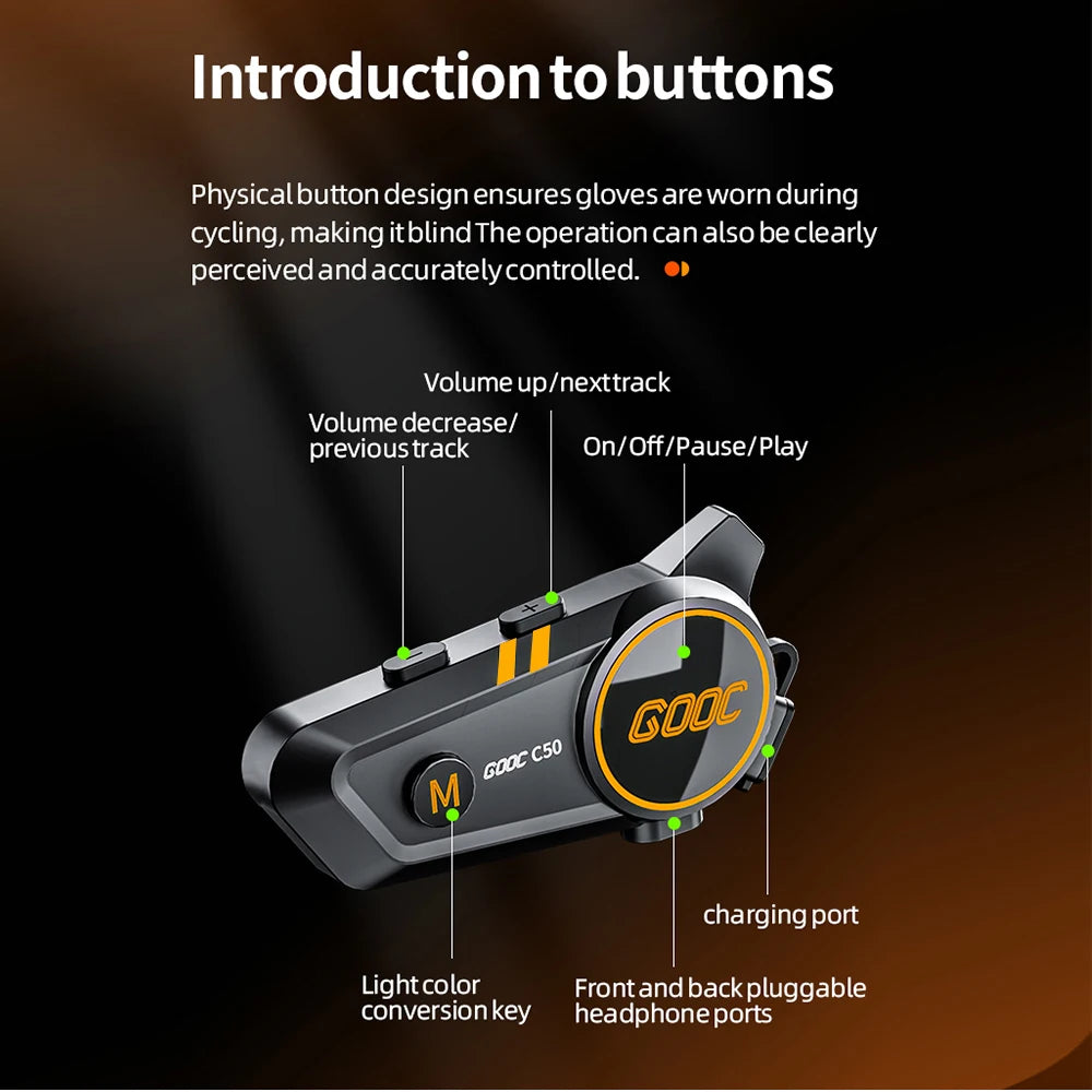 Bluetooth 5.3 Motorcycle Helmet Headset Waterproof Hands-Free Earphone