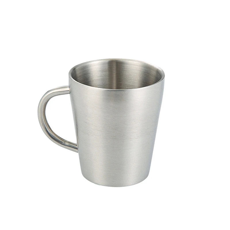 300ml Double-Layer 304 Stainless Steel Coffee Mug with Handle Gold and Silver Drinkware Cup
