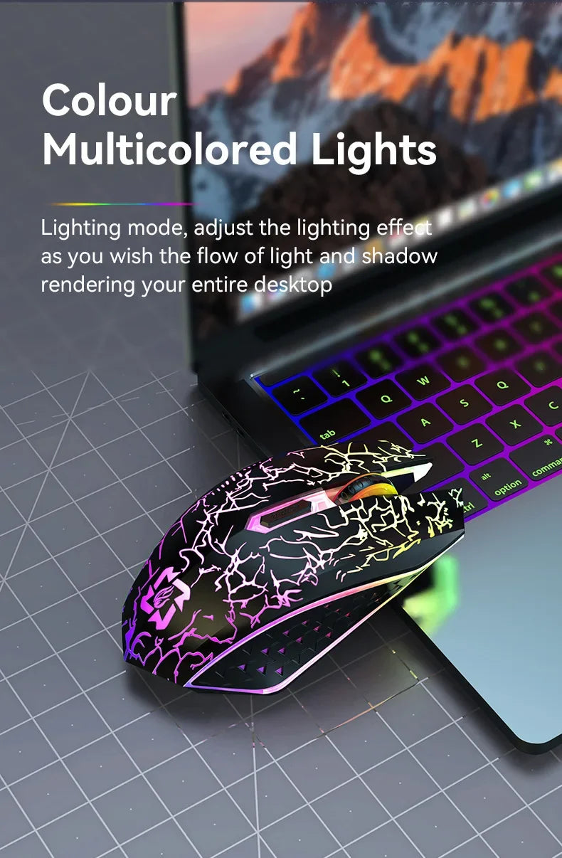 Bluetooth 5.2 RGB Wireless Gaming Mouse 2.4G Dual-Mode Silent Mouse