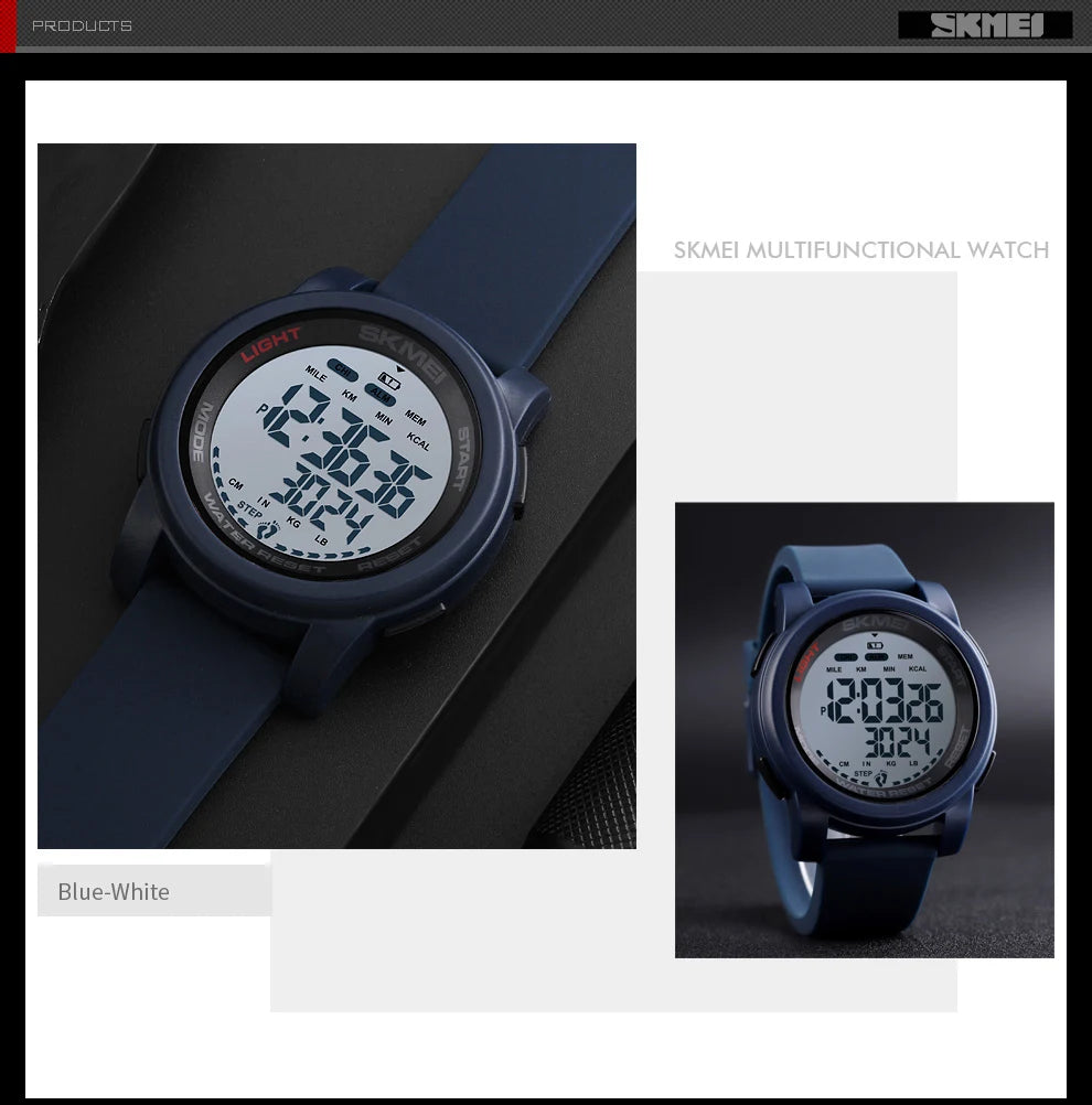 SKMEI 1469 Men’s Digital Sport Watch with Pedometer, Dual Time, Calorie, Distance and Mileage Tracker