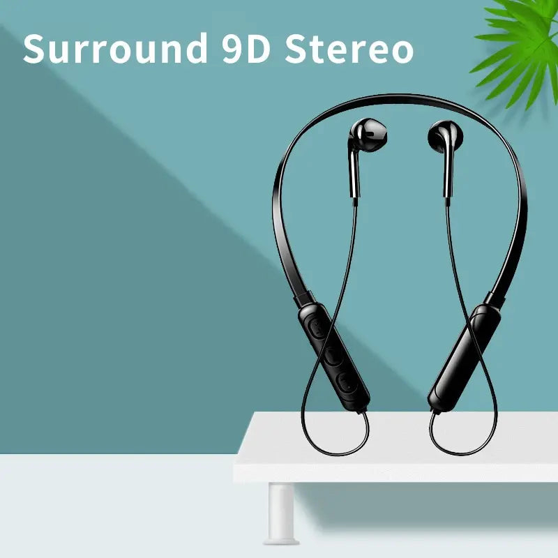 Wireless 9D Bluetooth 5.2 Neckband Sports Headset with Microphone