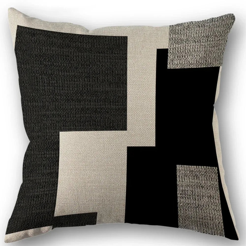 45x45cm Abstract Geometric Black and White Decorative Pillowcase