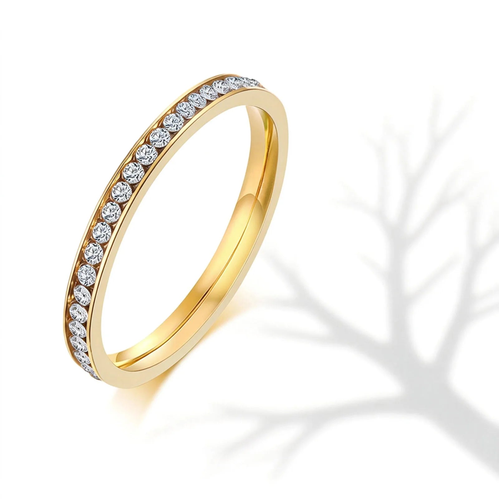 Custom Couple Rings PVD Gold Plated Personalized Name Wedding Bands Gift with Card for Women and Men