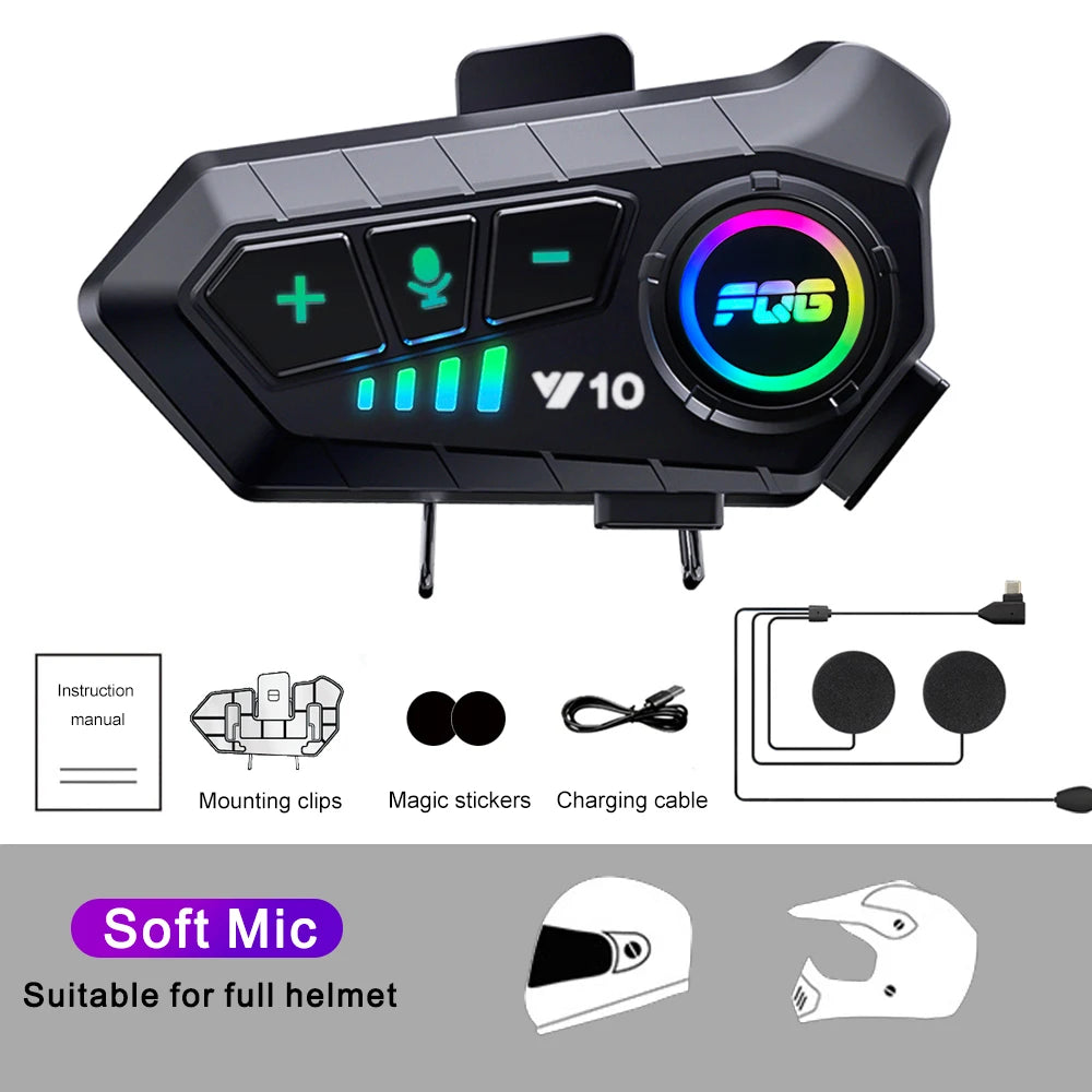 Bluetooth 5.3 Motorcycle Helmet Headset Waterproof Hands-Free Earphone