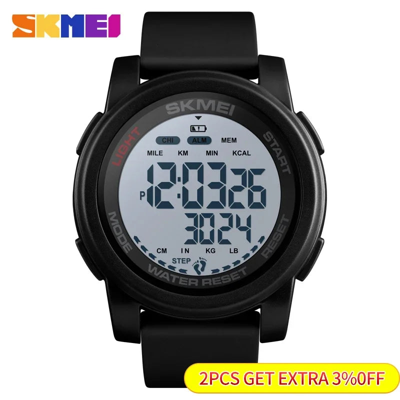 SKMEI 1469 Men’s Digital Sport Watch with Pedometer, Dual Time, Calorie, Distance and Mileage Tracker