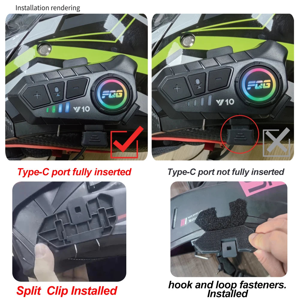 Bluetooth 5.3 Motorcycle Helmet Headset Waterproof Hands-Free Earphone