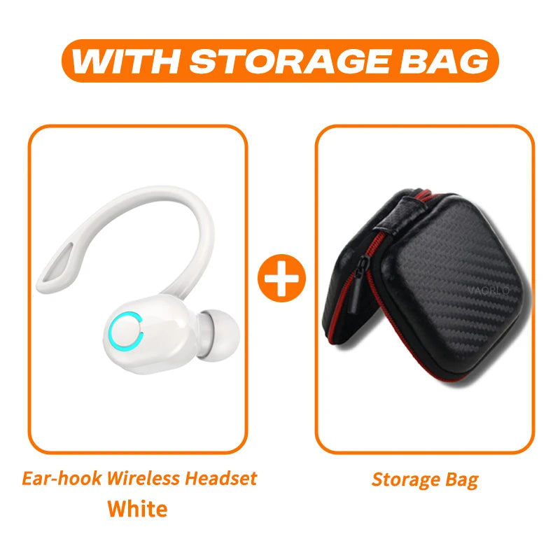 Wireless Bluetooth Earphones with HiFi Bass, HD Microphone, Ear-Hook Design, Noise Cancelling, Waterproof Sports Gaming Headset
