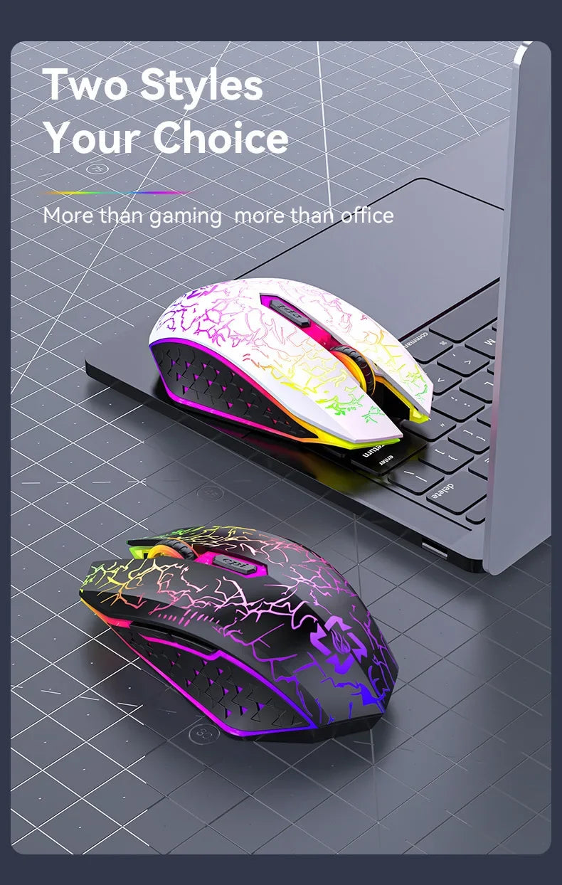 Bluetooth 5.2 RGB Wireless Gaming Mouse 2.4G Dual-Mode Silent Mouse