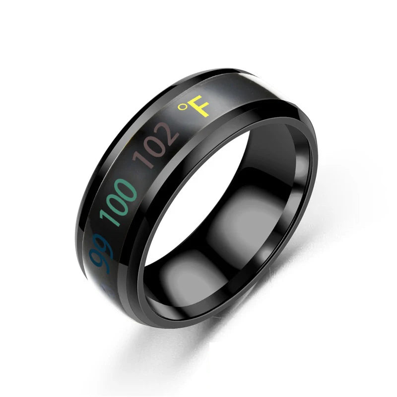 Smart Stainless Steel Multifunctional Couple Mood Ring – Temperature Sensitive Waterproof Jewelry