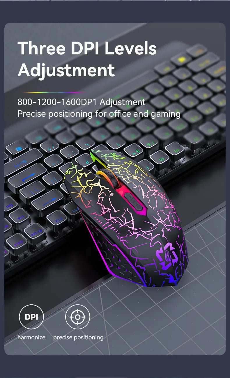 Bluetooth 5.2 RGB Wireless Gaming Mouse 2.4G Dual-Mode Silent Mouse