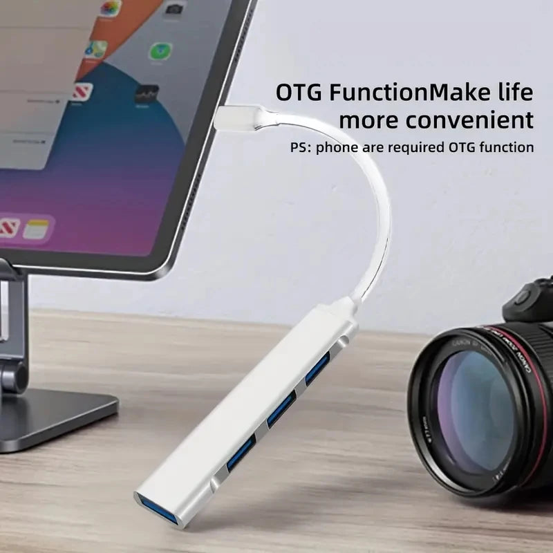 4-Port Multi-Splitter Type-C USB Hub OTG Adapter for Xiaomi, Lenovo, MacBook and PC