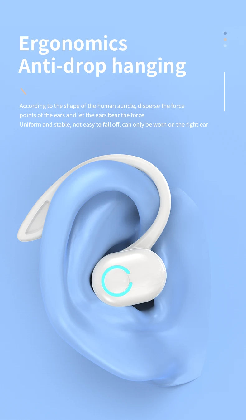 Wireless Bluetooth Earphones with HiFi Bass, HD Microphone, Ear-Hook Design, Noise Cancelling, Waterproof Sports Gaming Headset