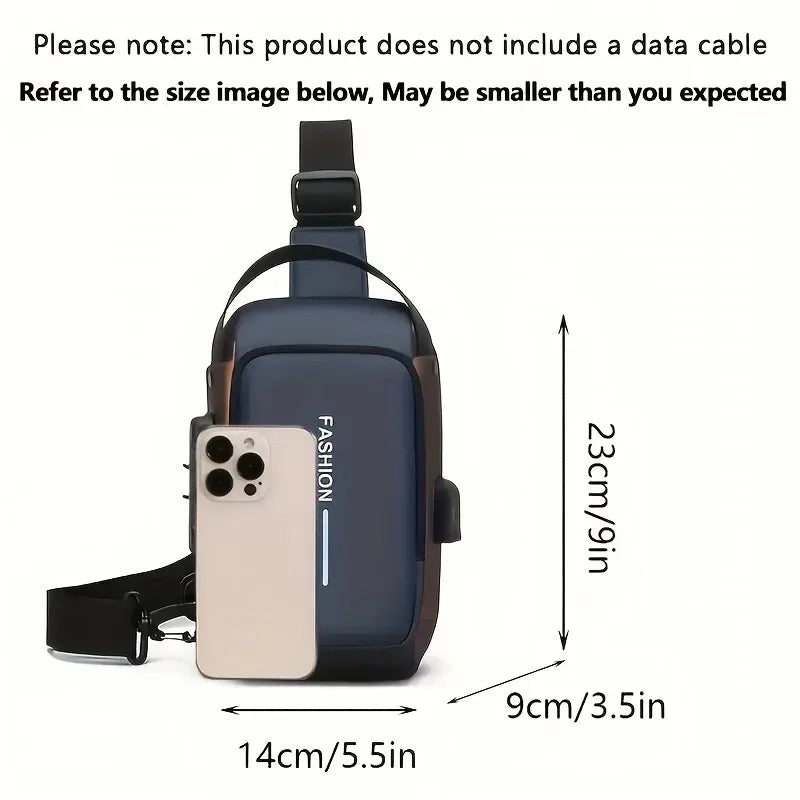 Durable Oxford Fabric Men’s Sling Bag – Motorcycle Crossbody Chest Pack with Phone Pocket