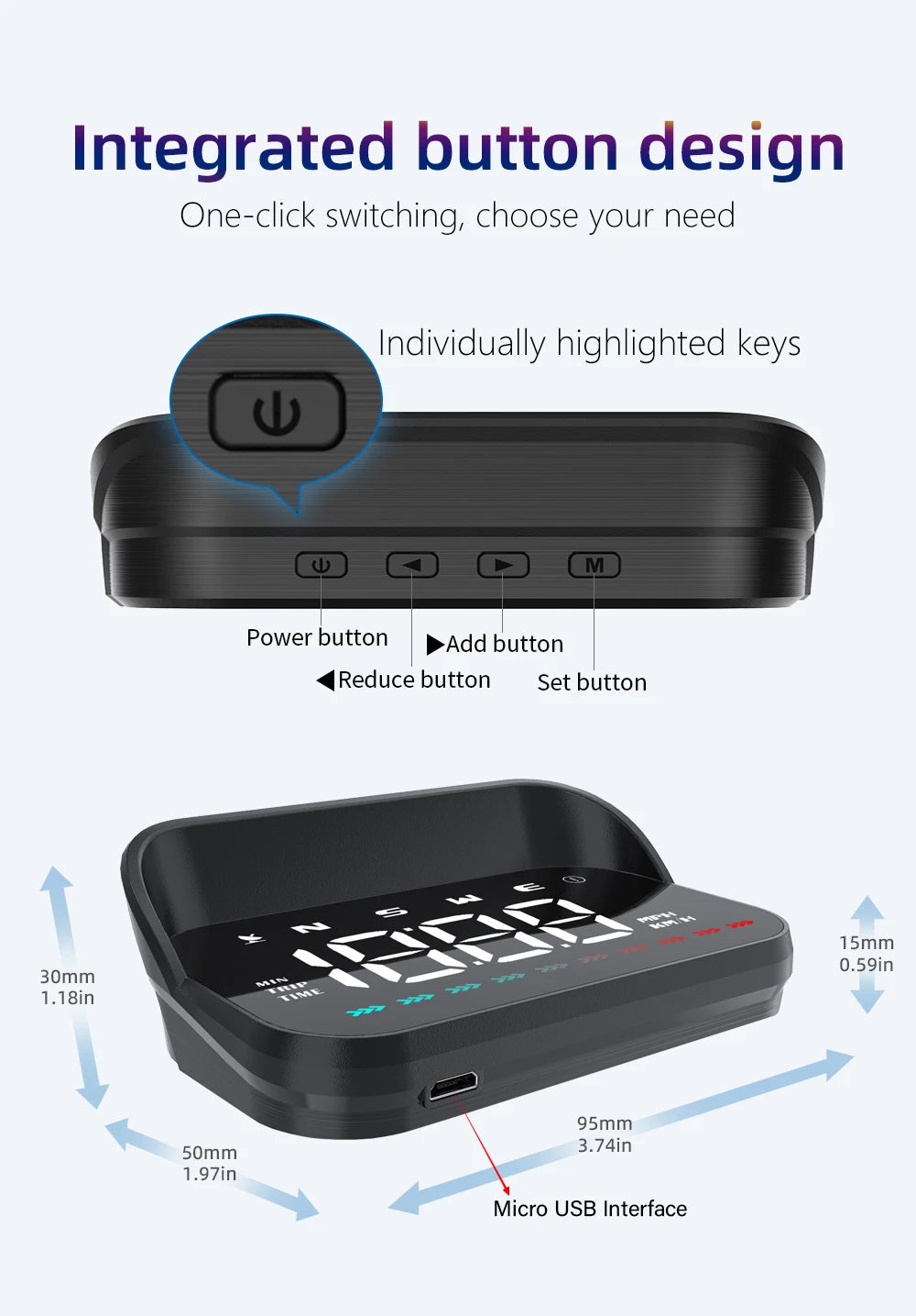 M23 Car GPS Head Up Display On-board Speedometer Windshield Projector Overspeed Alarm