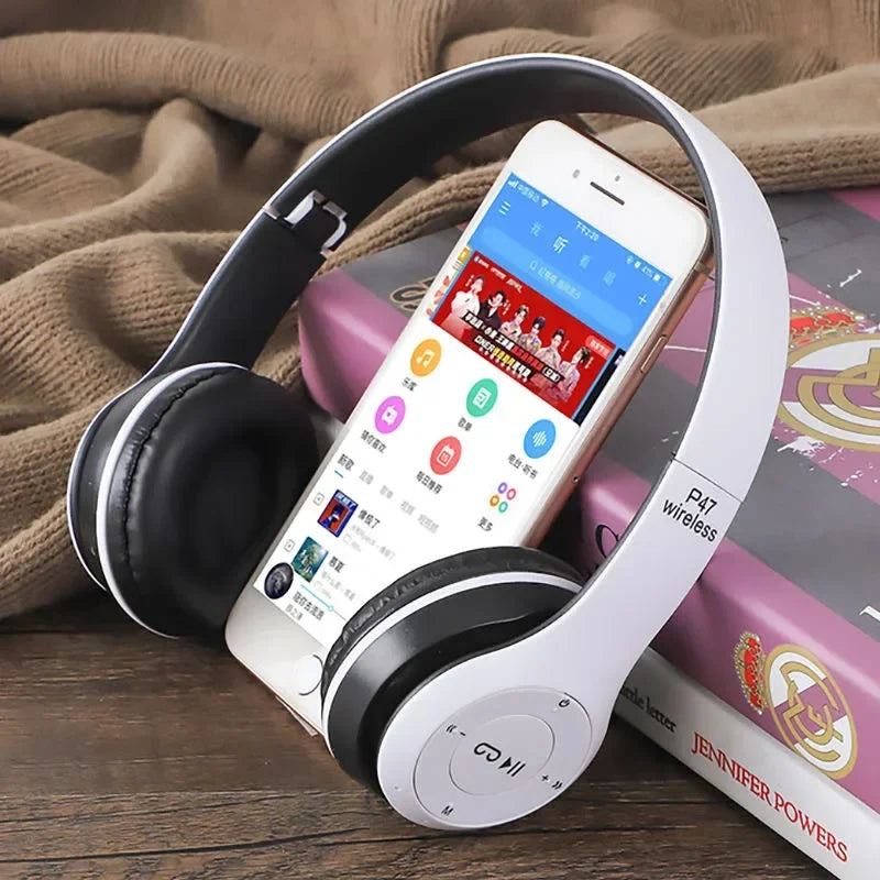 Headphone P47 Dobrável Bluetooth 5.0 com Entrada para Cartão TF e Conexão por Cabo