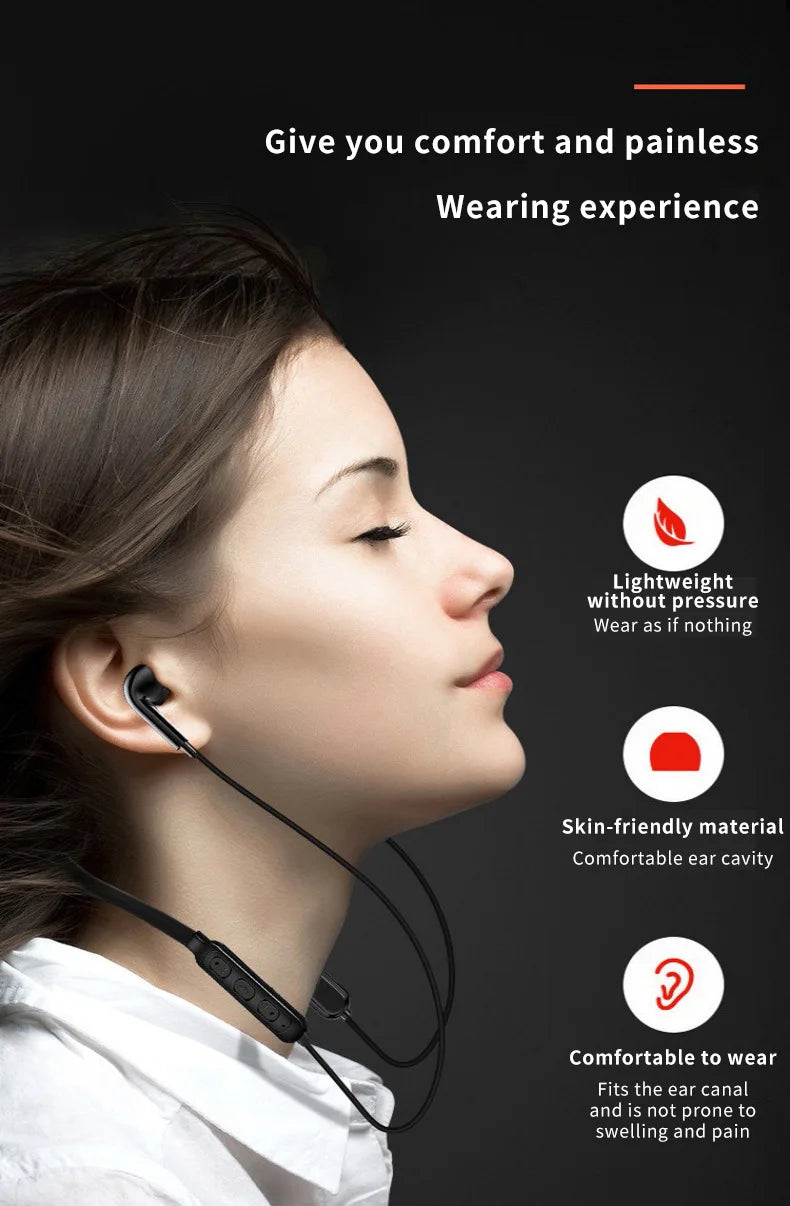 Wireless 9D Bluetooth 5.2 Neckband Sports Headset with Microphone