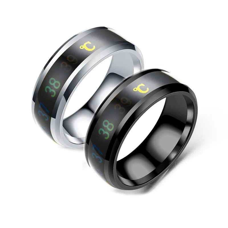 Smart Stainless Steel Multifunctional Couple Mood Ring – Temperature Sensitive Waterproof Jewelry