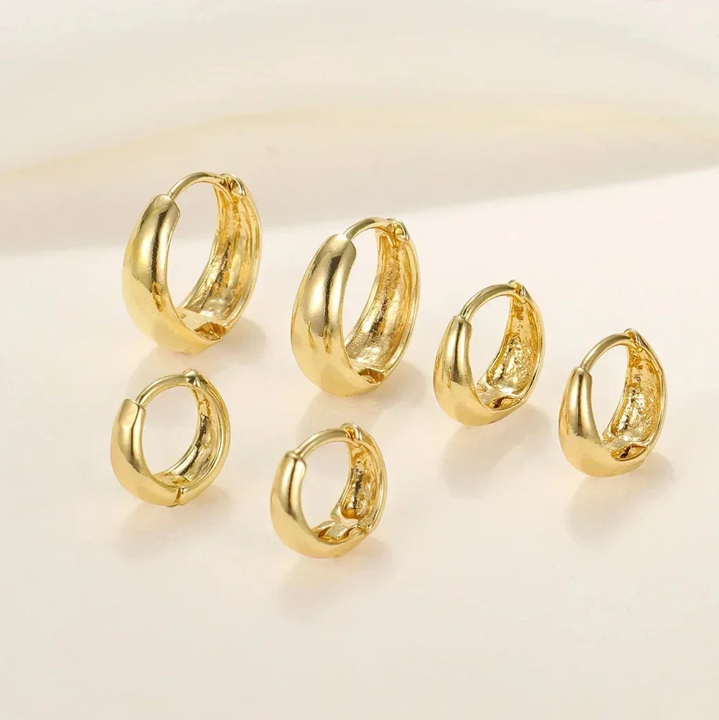 6Pcs Stainless Steel Crystal Zirconia Hoop Earrings Set