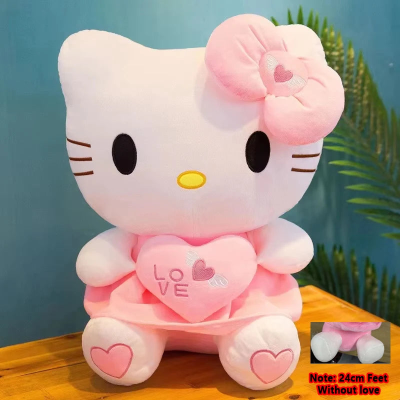 24cm Sanrio KT Cat Plush Pillow Cute Pink Stuffed Doll