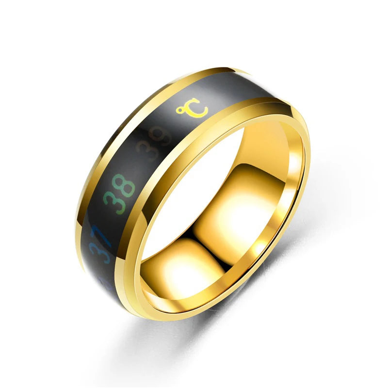 Smart Stainless Steel Multifunctional Couple Mood Ring – Temperature Sensitive Waterproof Jewelry