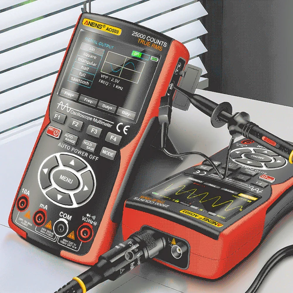 Digital Handheld Automotive Oscilloscope Multimeter 2 Channel 50MHz with Waveform Output for Car Electrical Repair