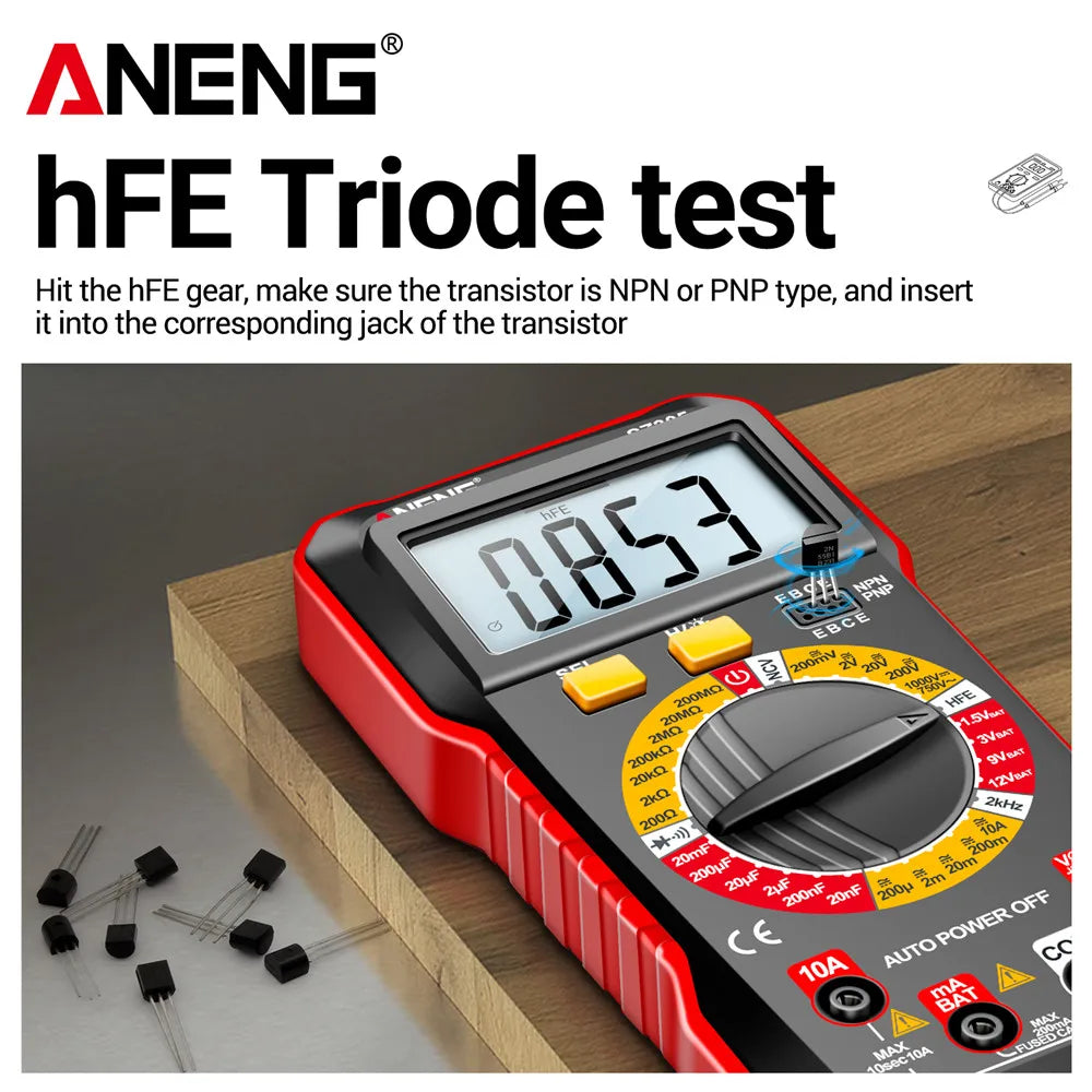 ANENG SZ305 Digital Multimeter Professional AC/DC Voltage Ammeter with Capacitor, hFE Triode and NCV Tester