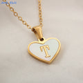 Stainless Steel Heart Initial Necklace for Women A-Z