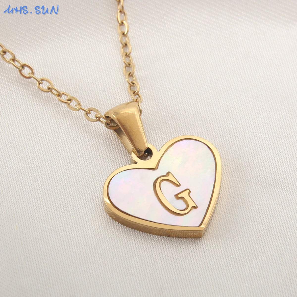 Stainless Steel Heart Initial Necklace for Women A-Z