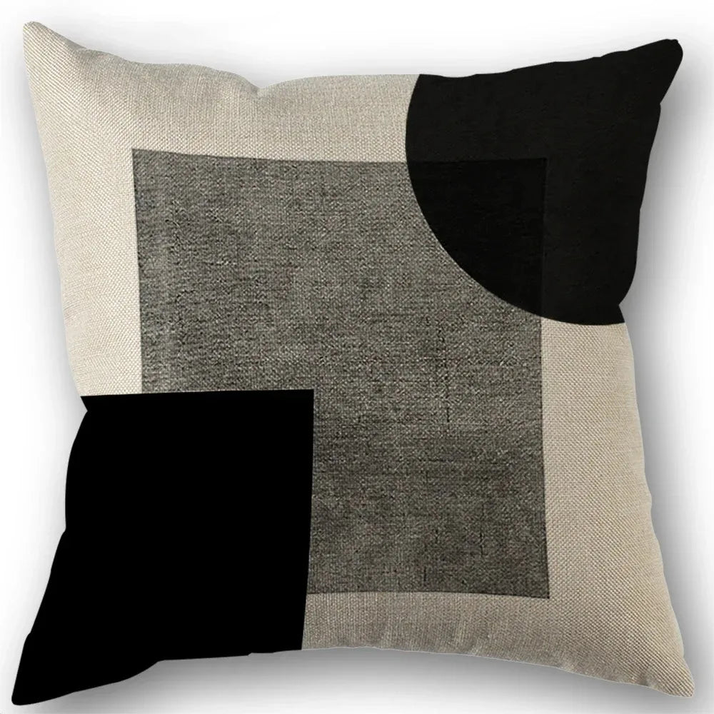 45x45cm Abstract Geometric Black and White Decorative Pillowcase