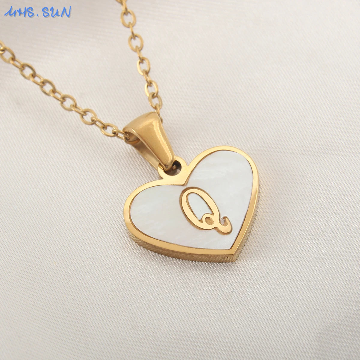 Stainless Steel Heart Initial Necklace for Women A-Z